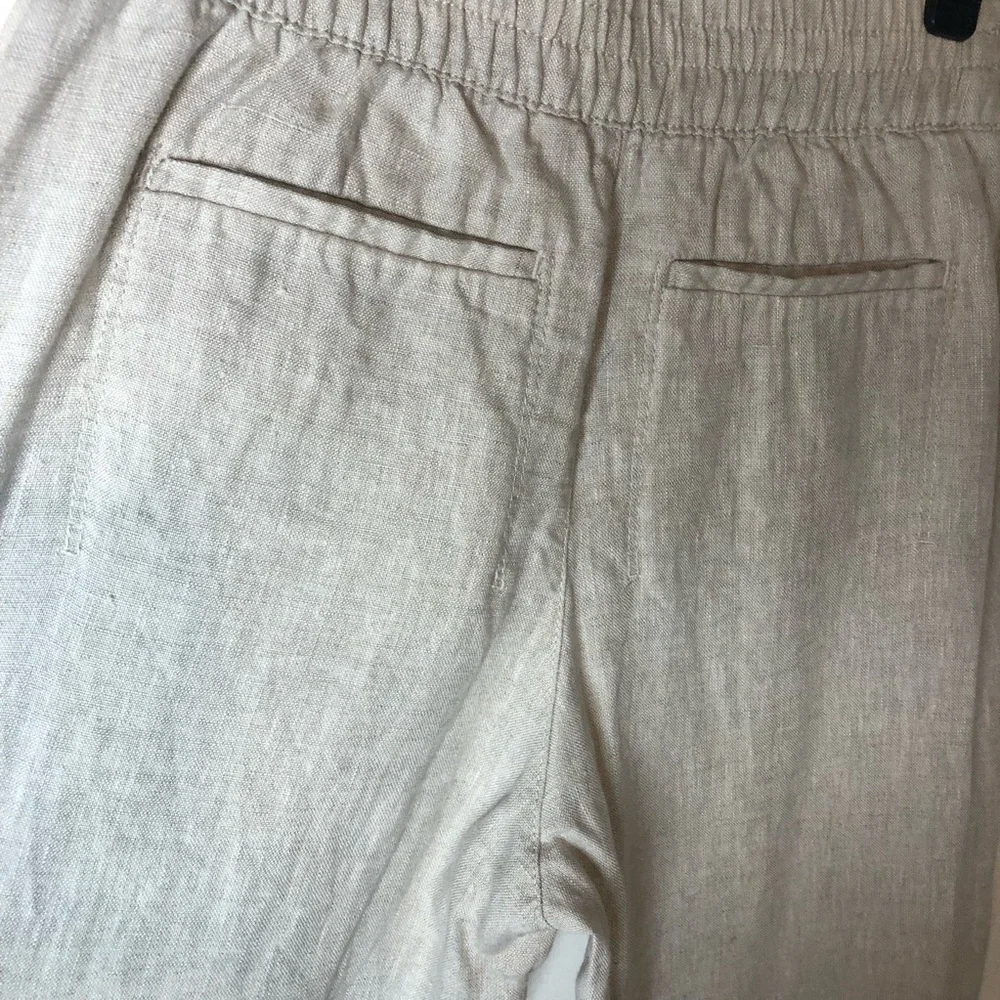 Athleta Voyager Linen Pants Sz 2 Light Beige High Rise Pockets Casual Beach